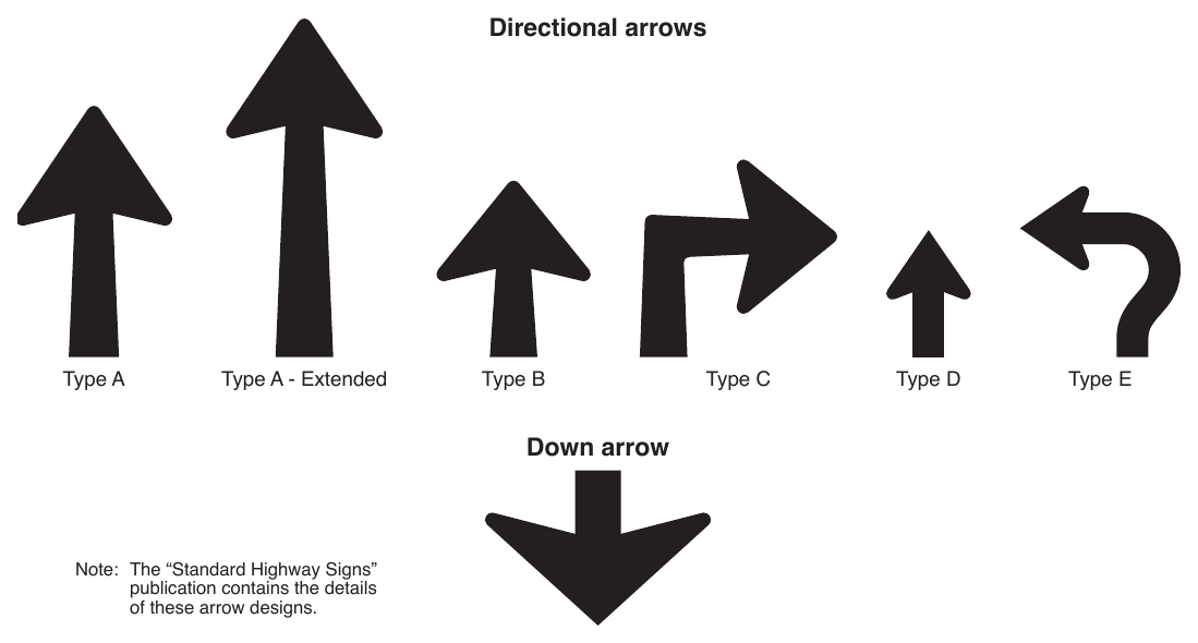 Figure 2D-3. Arrows for Use on Guide Signs