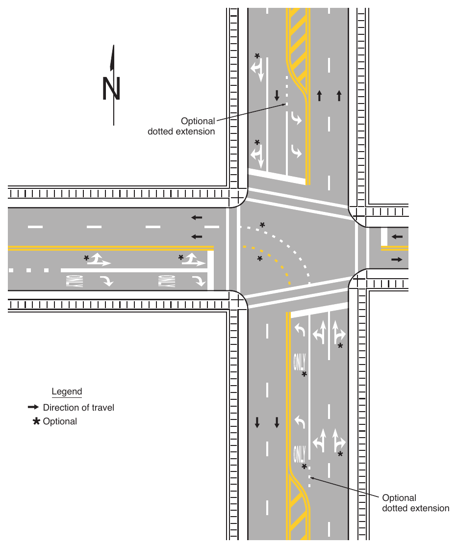 Figure 3B-22. Examples of Lane-Use Control Word and Arrow Pavement Markings