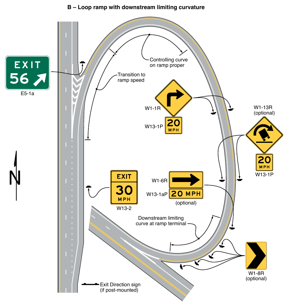 Figure 2C-3. Examples of Exit Ramp Advisory Speed and Other Warning Signs (Sheet 2 of 5)