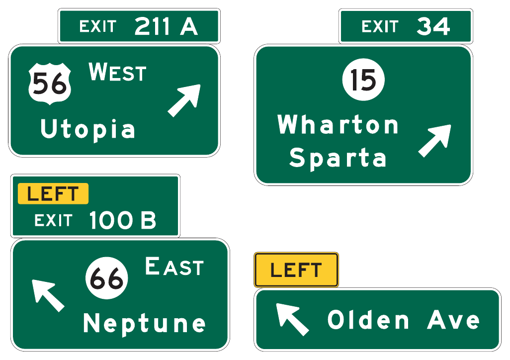 Figure 2E-12. Examples of Exit Direction Signs