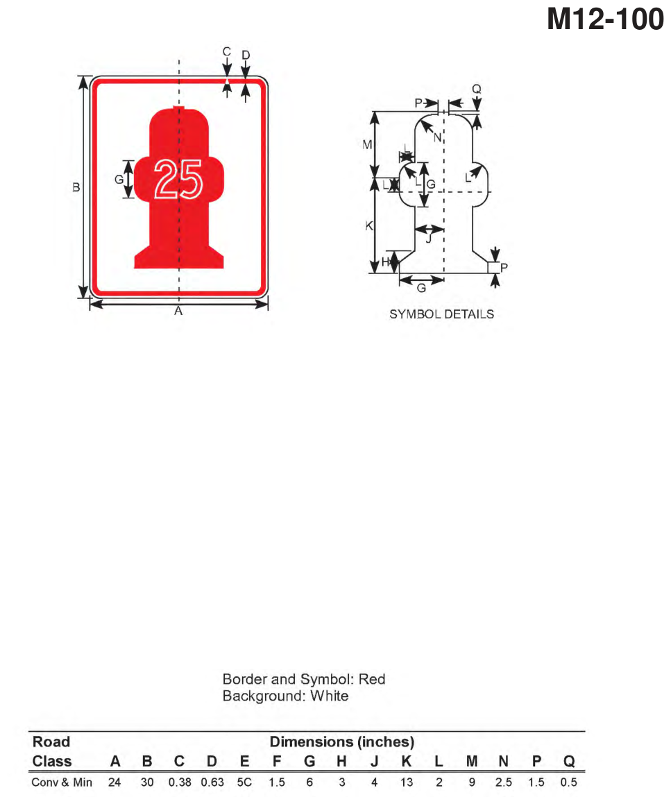 M12-100: FIRE HYDRANT Sign (design sheet)