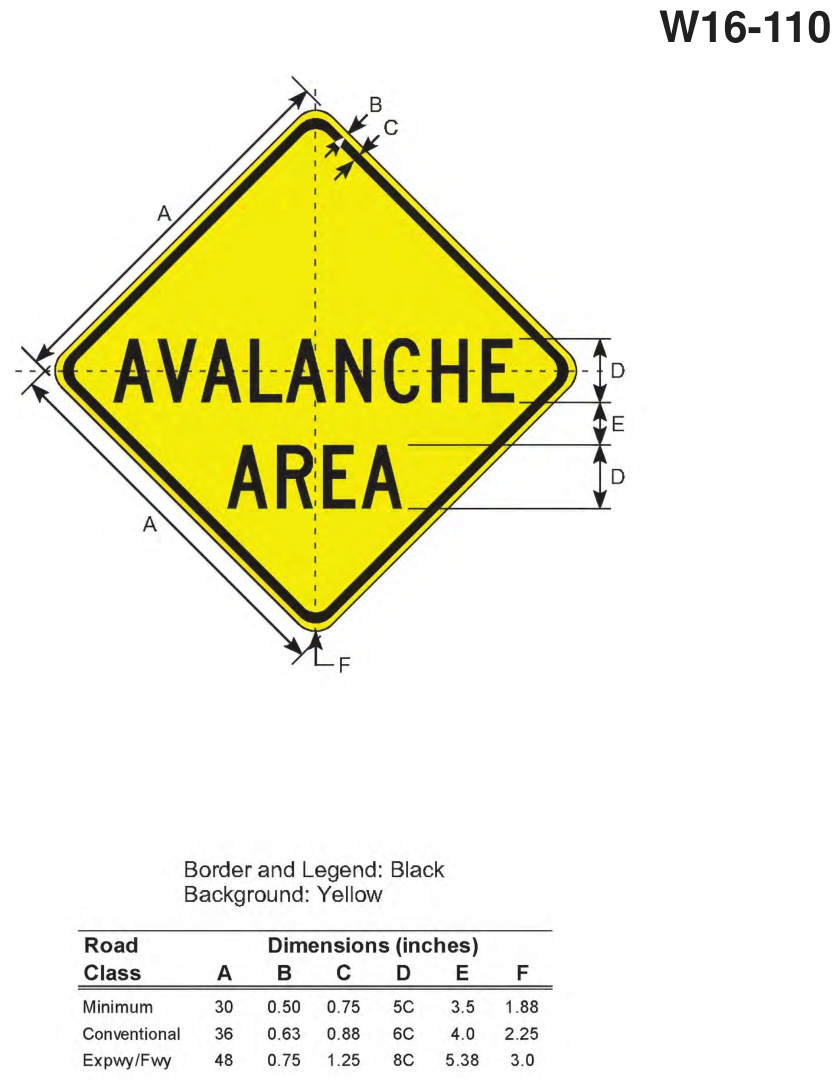 W16-110: AVALANCHE AREA (design sheet)