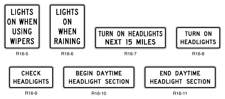 Figure 2B-34. Headlight Use Signs
