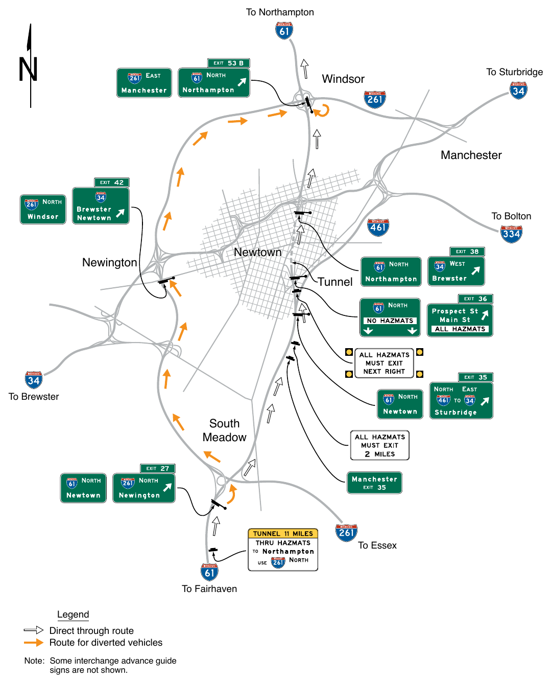 Figure 2E-62. Example of Signing for Route Diversion by Vehicle Class