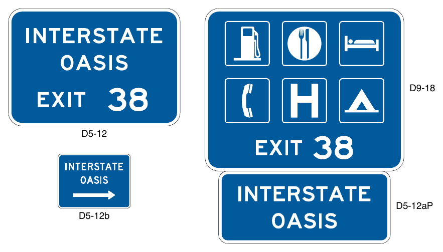Figure 2I-4. Examples of Interstate Oasis Signs and Plaques