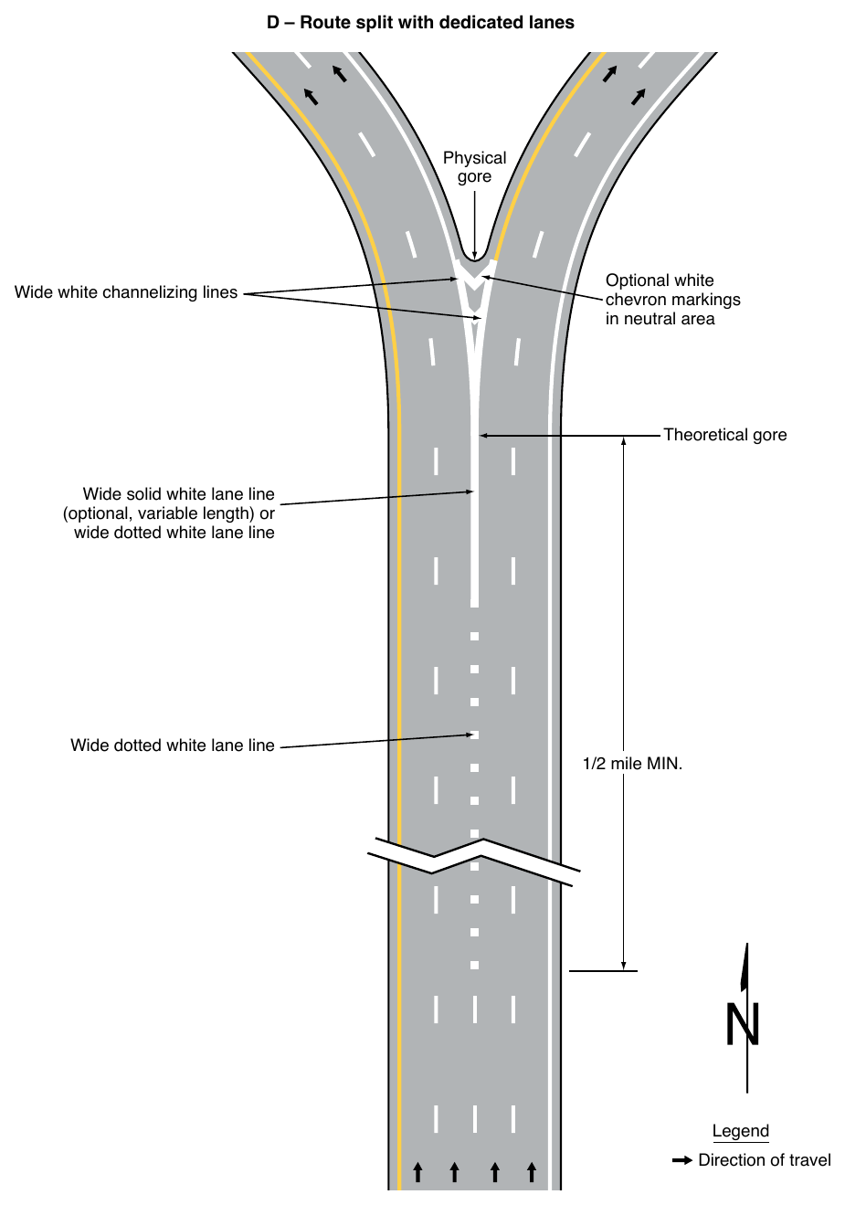 Figure 3B-11. Examples of Applications of Freeway and Expressway Lane-Drop Markings (Sheet 4 of 6)