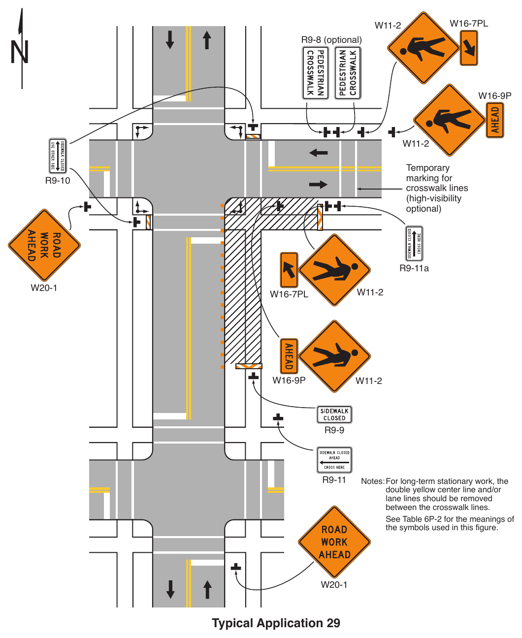 Figure 6P-29. Crosswalk Closures and Pedestrian Detours (TA-29)