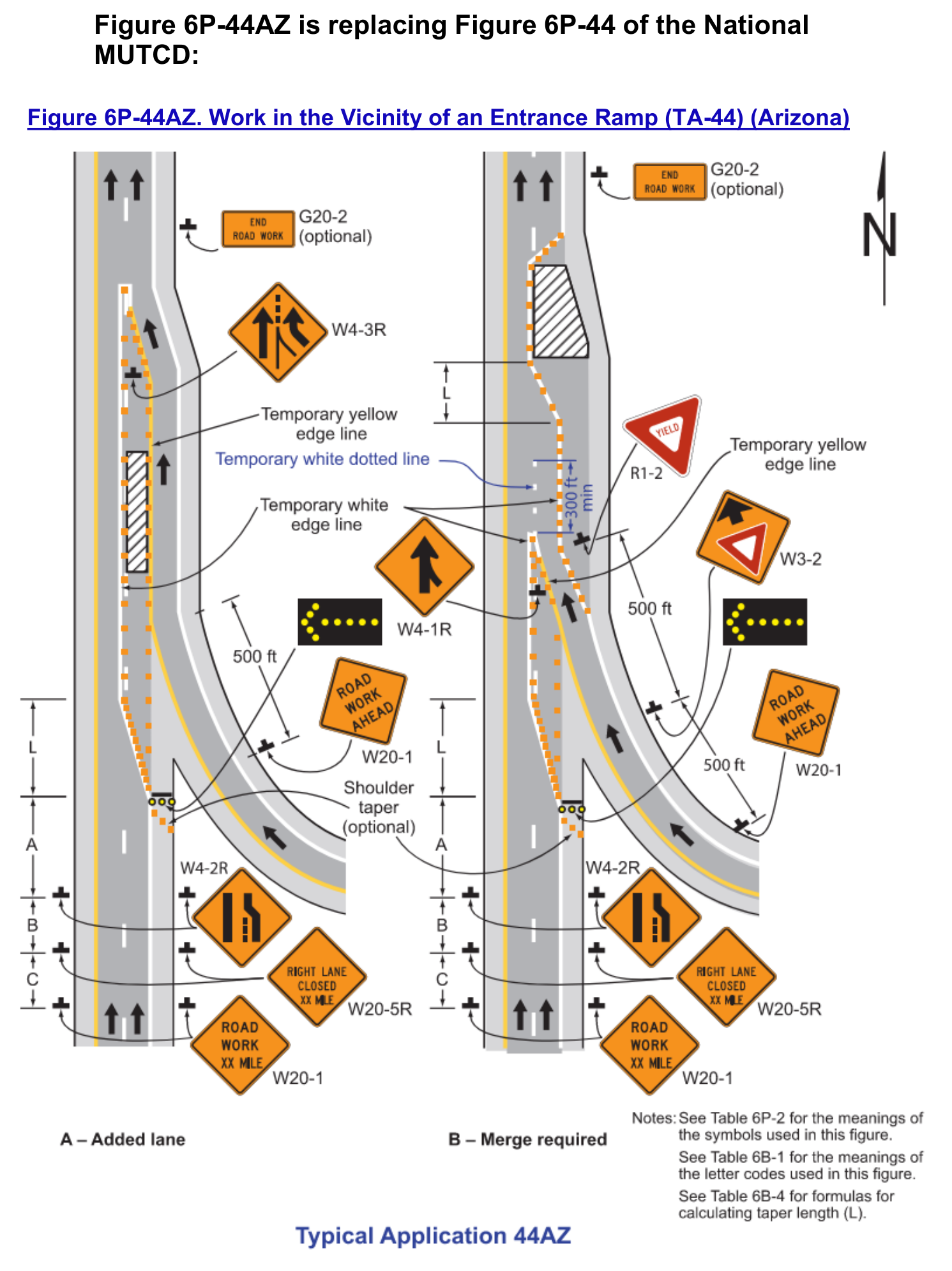 Figure 6P-44AZ. Work in the Vicinity of an Entrance Ramp (TA-44) (Arizona)