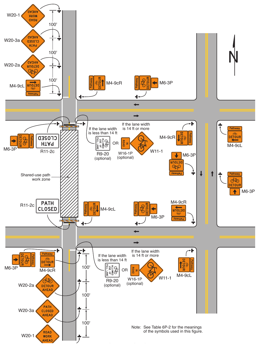 Figure 6P-50. On-Road Detour for a Shared-Use Path (TA-50)