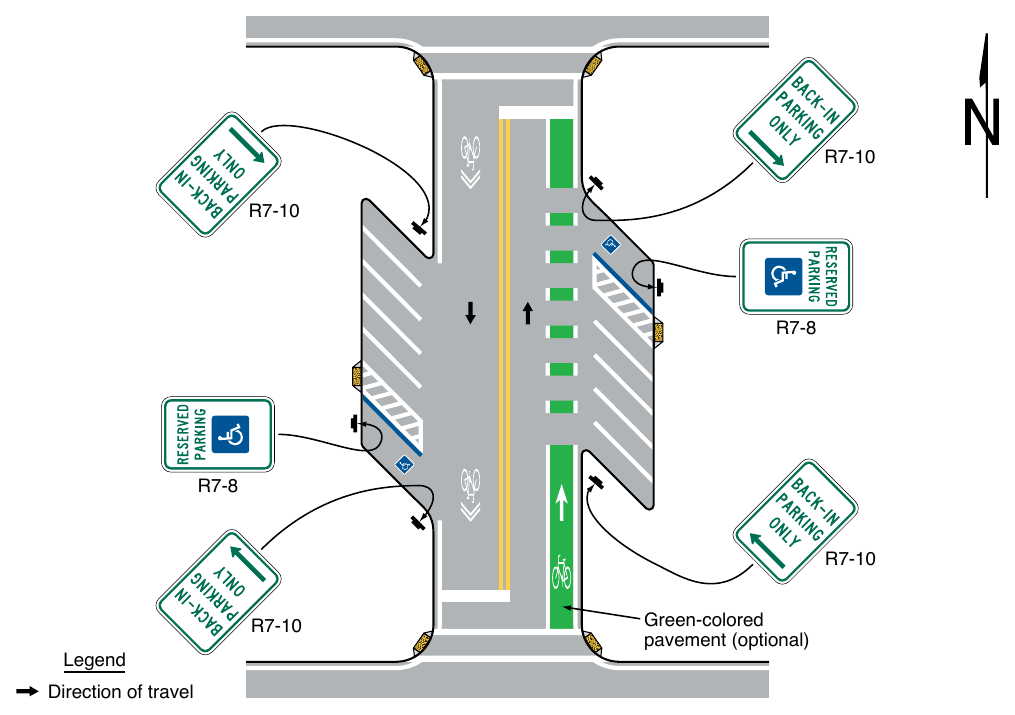 Figure 9B-3. Examples of Bicycle Facilities Adjacent to Back-In Parking