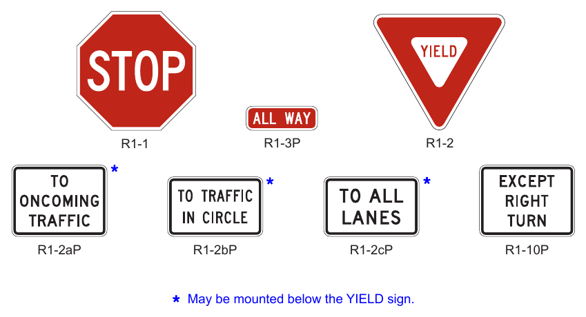 Figure 2B-1. STOP and YIELD Signs and Plaques