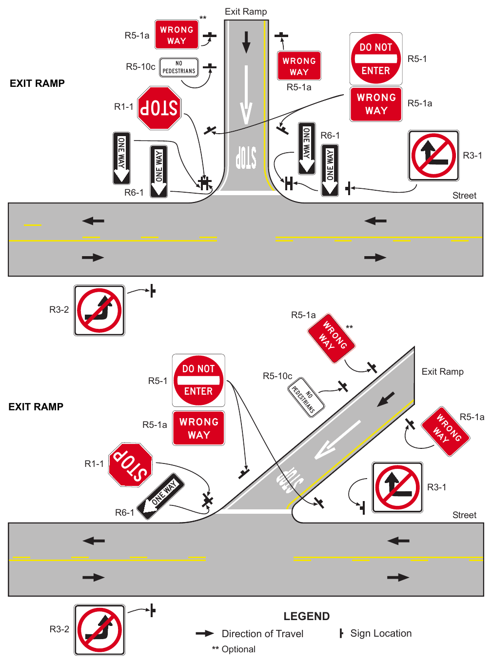 Figure 2B-15(CA). California Example of Application of Regulatory Signing and Pavement (Sheet 1)