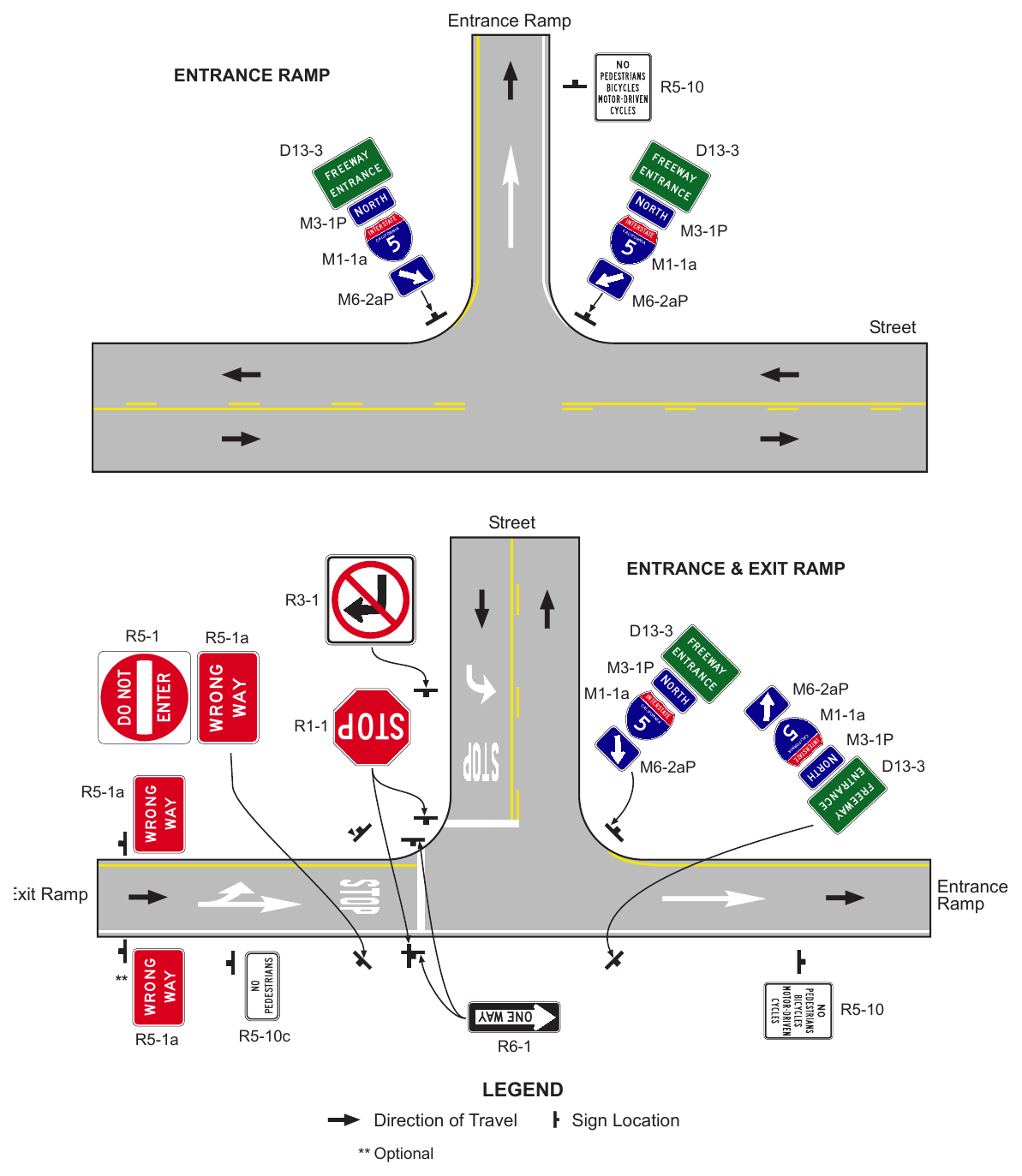 Figure 2B-15(CA). California Example of Application of Regulatory Signing and Pavement (Sheet 2)
