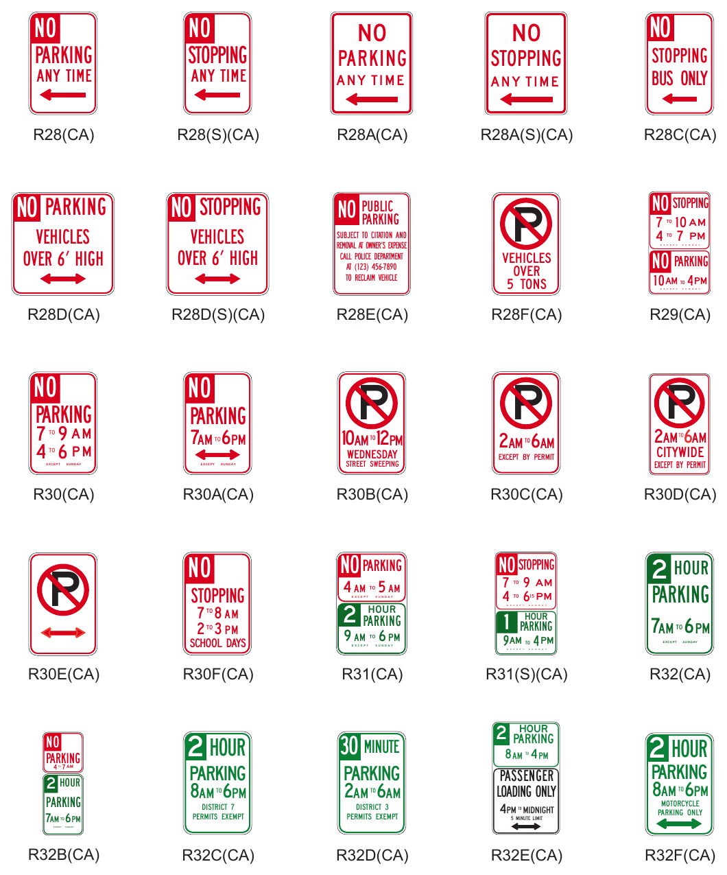 Figure 2B-25(CA). California Parking, Standing, and Stopping Signs and Plaques (Sheet 2 of 3)