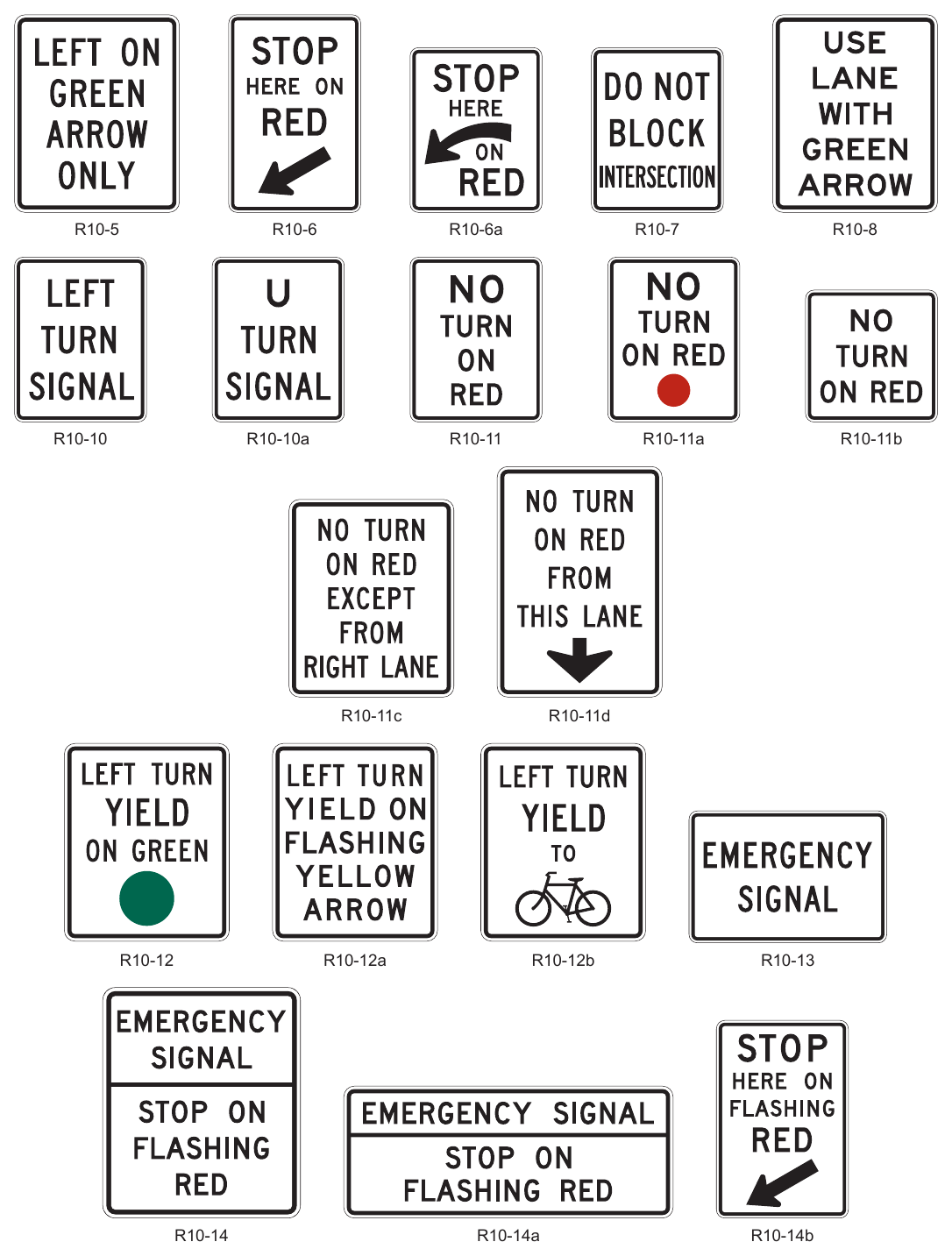 Figure 2B-28. Traffic Signal Signs and Plaques (Sheet 1 of 2)