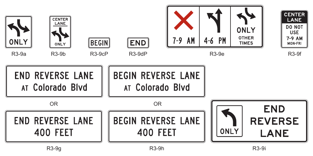 Figure 2B-6. Center and Reversible Lane Control Signs and Plaques