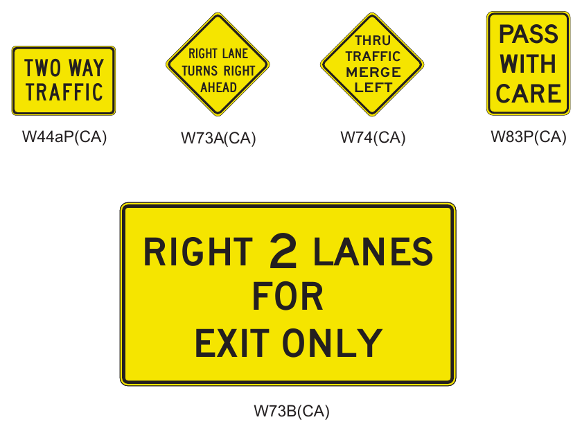 Figure 2C-11(CA). California Merging and Passing Signs and Plaques