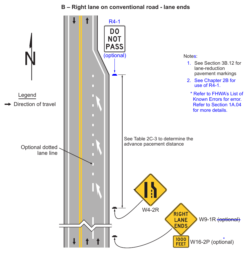 Figure 2C-13. Example Sequences for Lane Ends and Lane Merge Signs (Sheet 2 of 5)