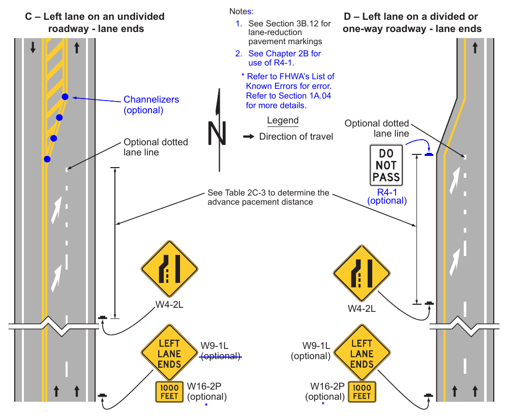 Figure 2C-13. Example Sequences for Lane Ends and Lane Merge Signs (Sheet 3 of 5)