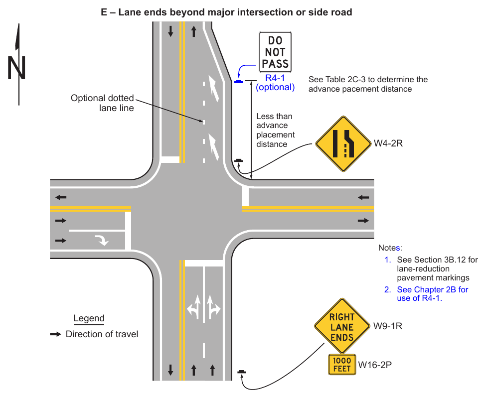 Figure 2C-13. Example Sequences for Lane Ends and Lane Merge Signs (Sheet 4 of 5)