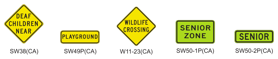 Figure 2C-15(CA). California Non-Vehicular Warning Signs