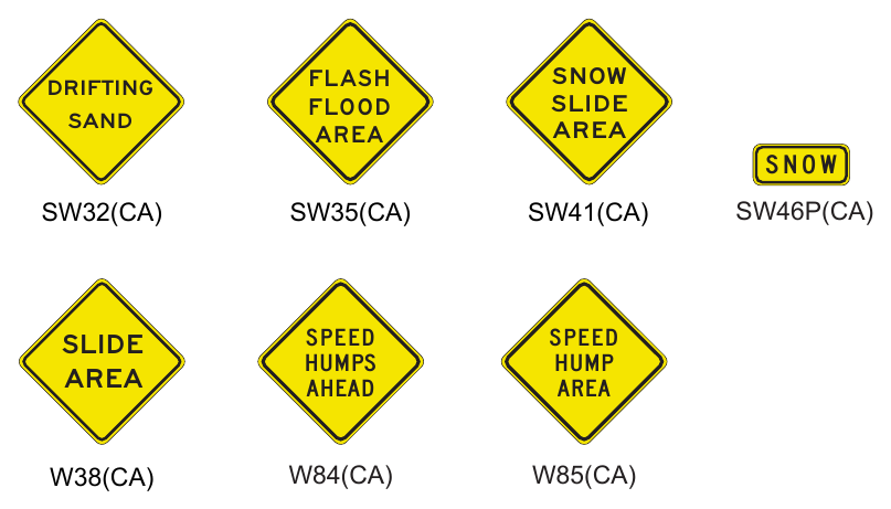 Figure 2C-7(CA). California Roadway and Weather Condition Signs and Plaques