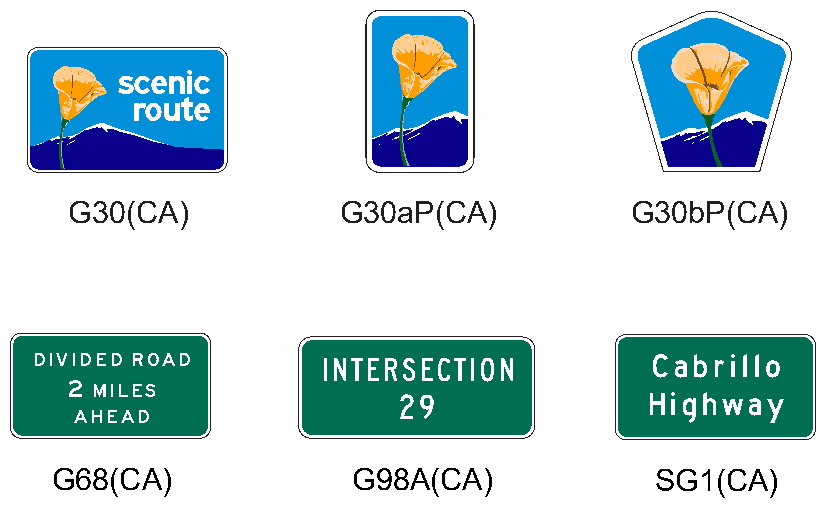 Figure 2D-101(CA). California Miscellaneous Guide Signs