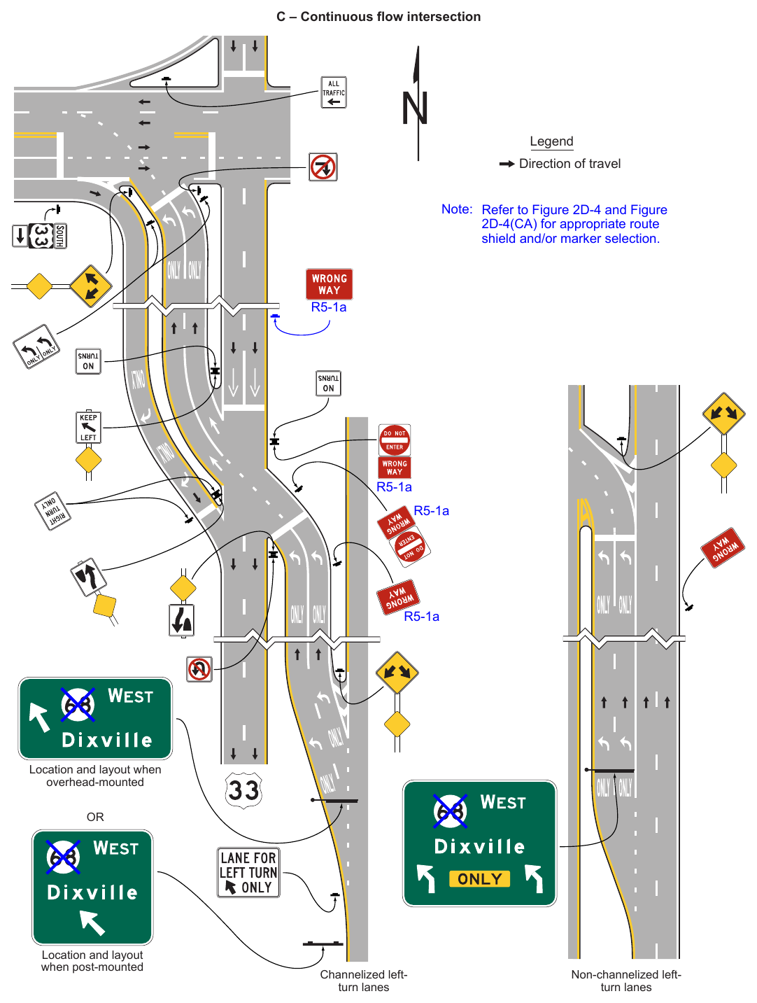 Figure 2D-13. Examples of Signing for Intersections with Indirect Left Turns (Sheet 3 of 3)