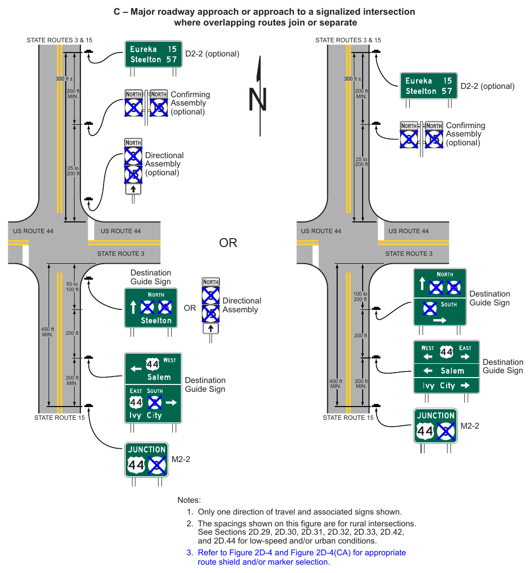 Figure 2D-7. Examples of Consolidation of Route Sign Assemblies into Guide Signs (Sheet 2 of 2)