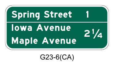 Figure 2E-10(CA). California Example of an Interchange Sequence Sign