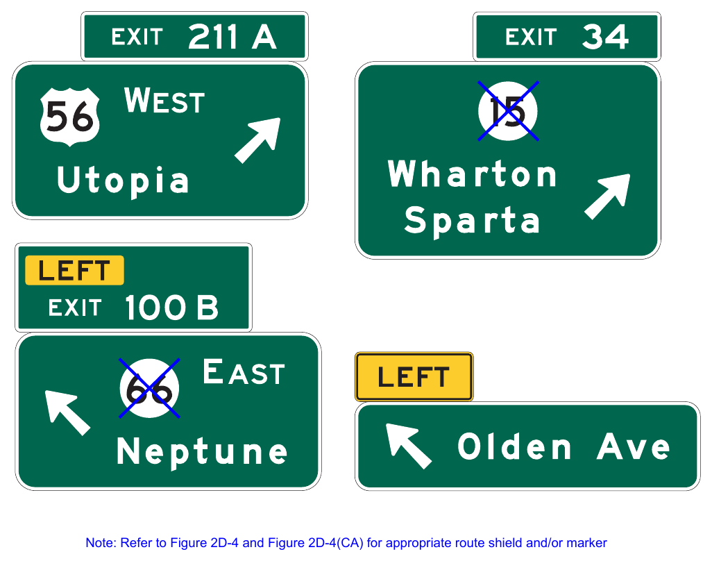 Figure 2E-12. Examples of Exit Direction Signs