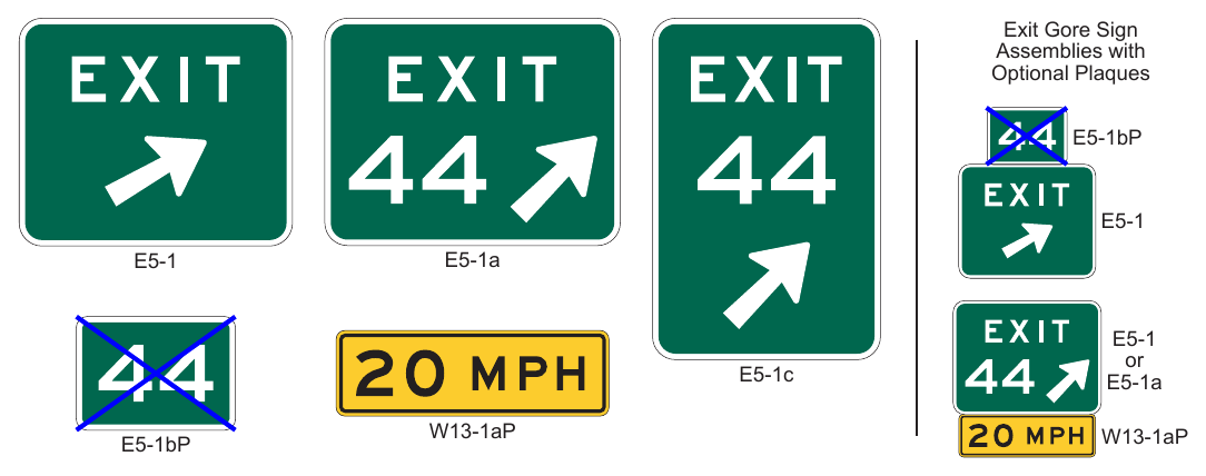 Figure 2E-15. Exit Gore Signs and Plaques