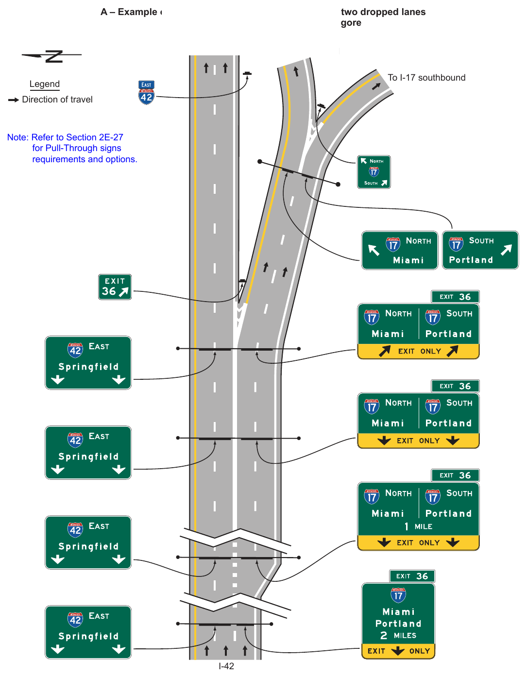 Figure 2E-33. Examples of Guide Signs for a Freeway-to-Freeway Interchange (Sheet 1 of 2)