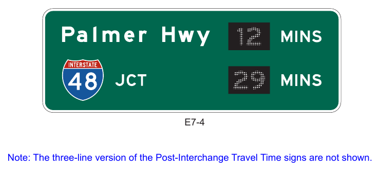 Figure 2E-51. Example of a Post-Interchange Travel Time Sign