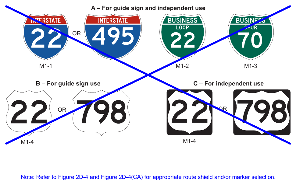 Figure 2E-60. Interstate, Off-Interstate, and U.S. Route Signs