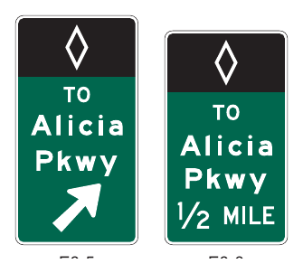 Figure 2G-12. Examples of Barrier-Mounted Guide Signs for an Intermediate Egress from Preferential Lanes