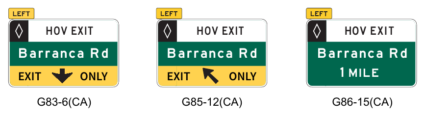 Figure 2G-15(CA). California Exit Gore Sign for a Direct Exit from a Preferential Lane