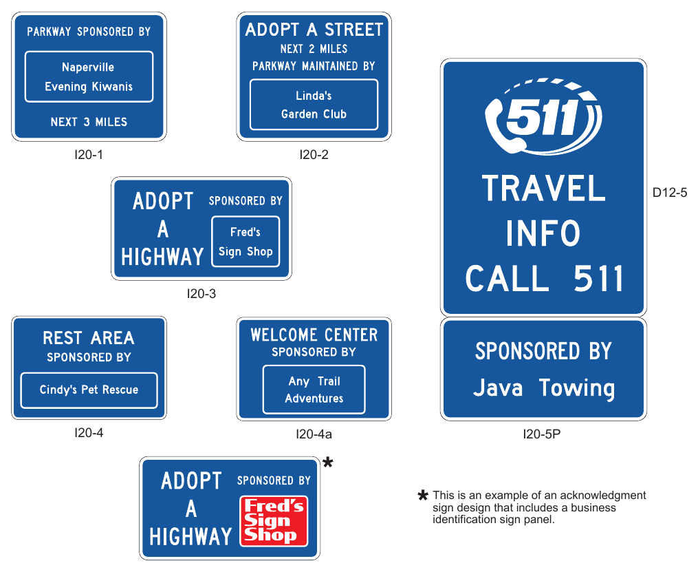 Figure 2H-8. Examples of Acknowledgment Sign Designs