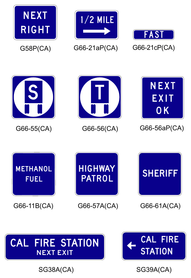 Figure 2I-1(CA). California General Service Signs and Plaques