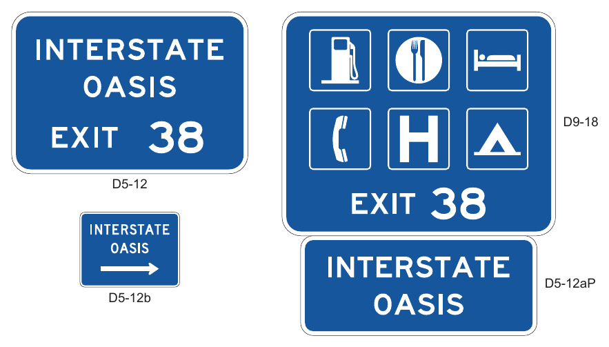 Figure 2I-4. Examples of Interstate Oasis Signs and Plaques