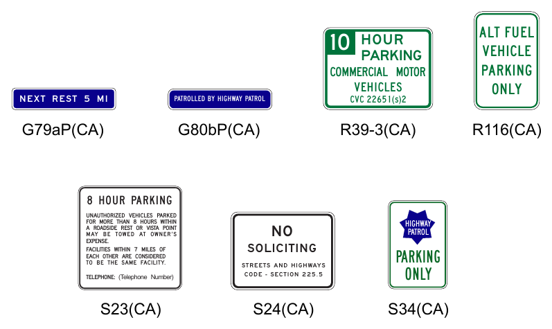 Figure 2I-5(CA). California Rest Area and Other Roadside Area Signs