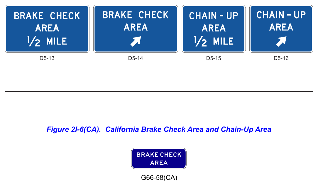 Figure 2I-6. Brake Check Area and Chain-Up Area Signs