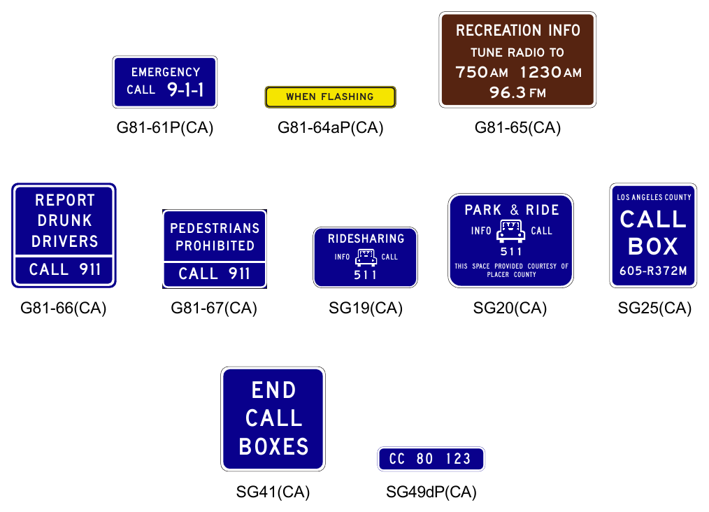 Figure 2I-8(CA). California Radio, Telephone, and Carpool Information Signs