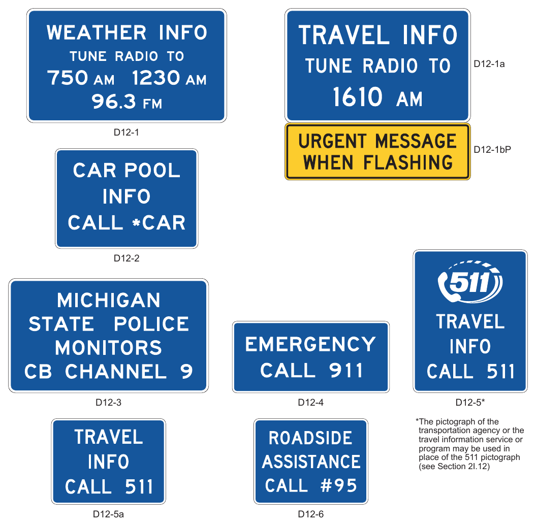 Figure 2I-8. Radio, Telephone, and Carpool Information Signs