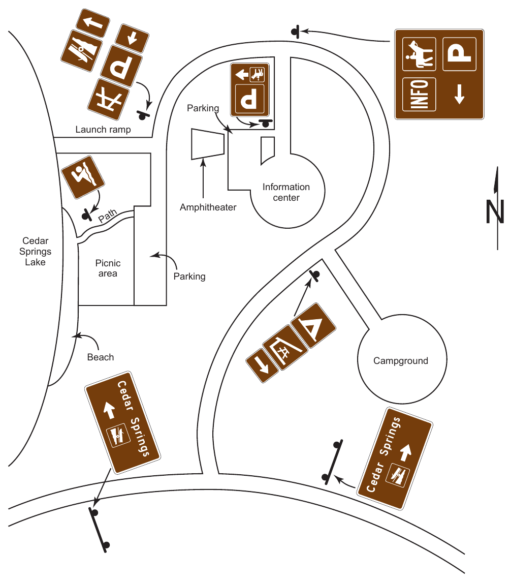 Figure 2M-4. Examples of Symbol and Destination Guide Signing Layout