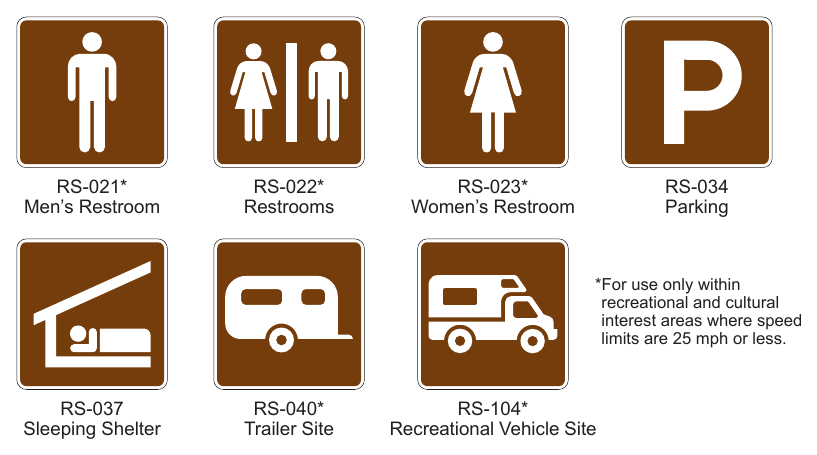 Figure 2M-6. Recreational and Cultural Interest Area Symbol Signs for Accommodations