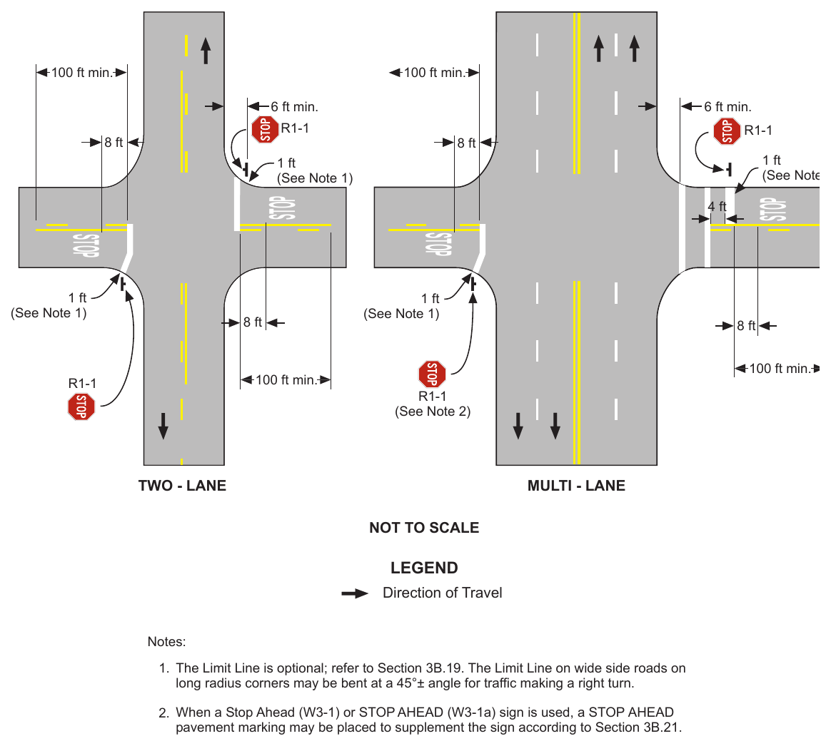 Figure 3B-102(CA). Examples of Intersection Markings