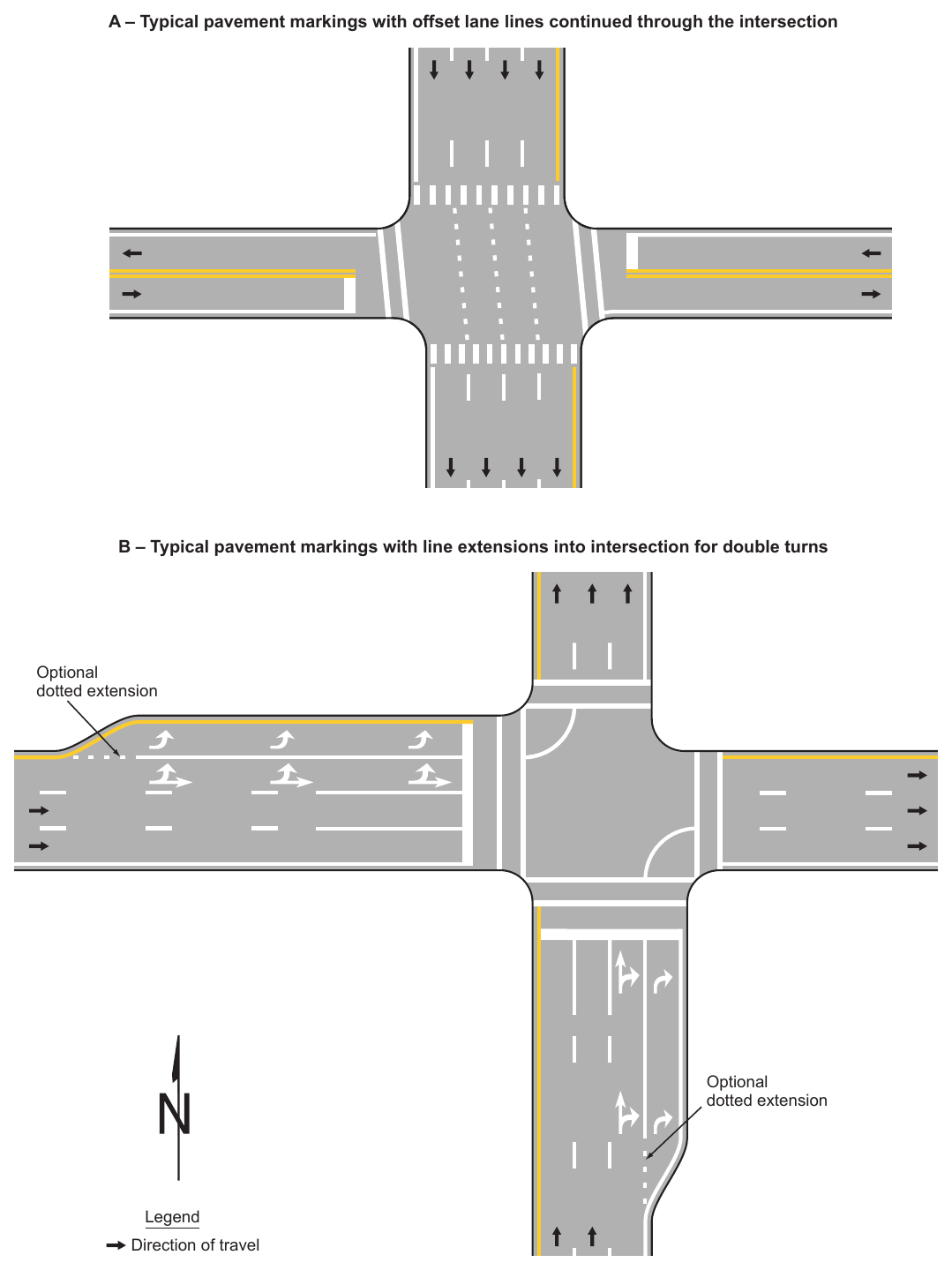 Figure 3B-13. Examples of Line Extensions through Intersections (Sheet 1 of 2)