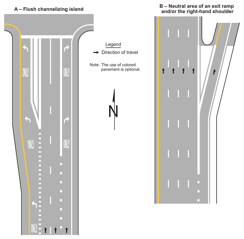 Figure 3H-3. Examples of White-Colored Pavement Applications
