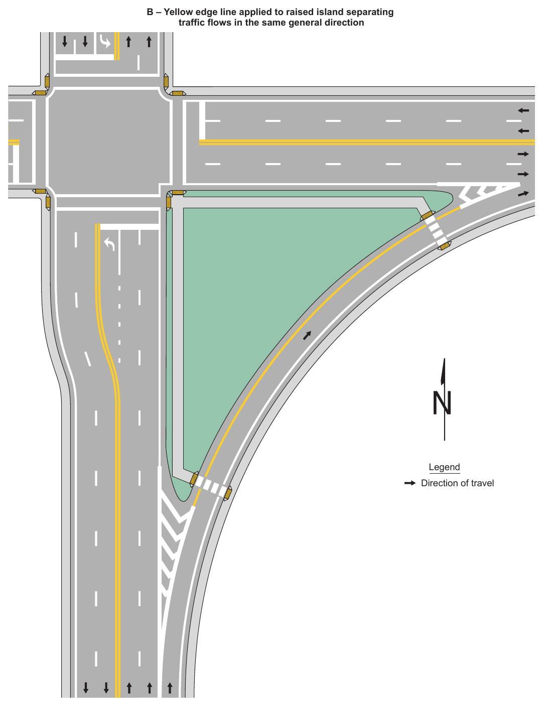 Figure 3J-4. Examples of Pavement Markings for Raised Islands (Sheet 2 of 2)